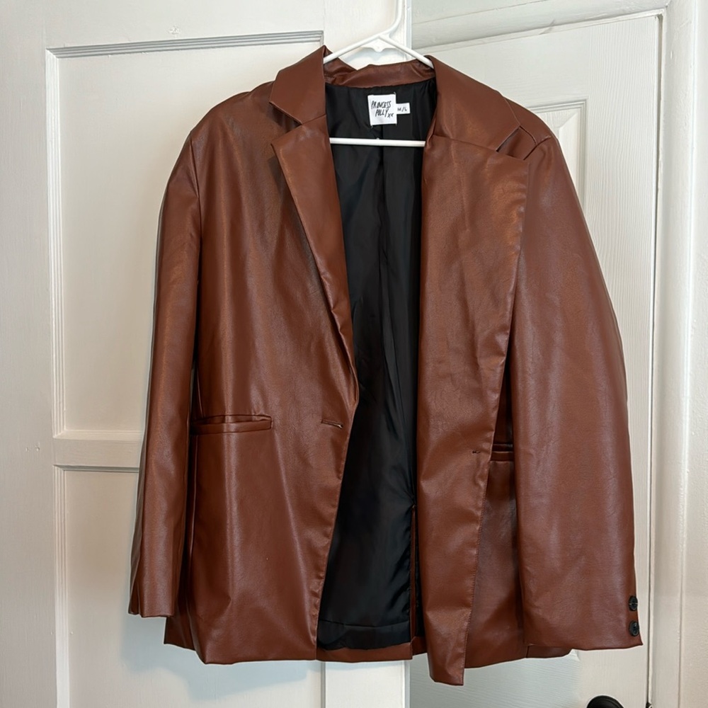 Princess Polly Faux Brown Leather Coat